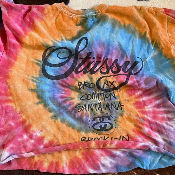 Y2K Stussy World Tour Tie-Dye Cropped Tee - Picture 4 of 5